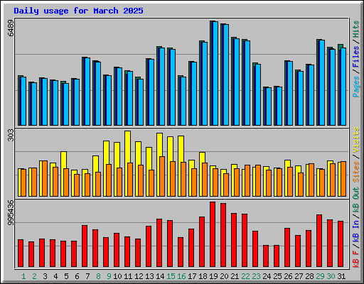 Daily usage for March 2025